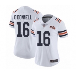 Women's Chicago Bears #16 Pat O'Donnell White 100th Season Limited Football Jersey