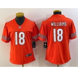 Women's Chicago Bears #18 Caleb Williams Orange 2024 Draft Vapor Football Stitched Jersey