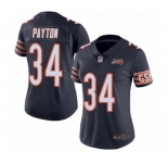 Women's Chicago Bears #34 Walter Payton Navy Blue Team Color 100th Season Limited Football Jersey