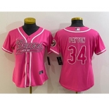 Women's Chicago Bears #34 Walter Payton Pink With Patch Cool Base Stitched Baseball Jersey