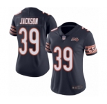 Women's Chicago Bears #39 Eddie Jackson Navy Blue Team Color 100th Season Limited Football Jersey