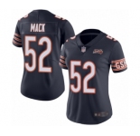 Women's Chicago Bears #52 Khalil Mack Navy Blue Team Color 100th Season Limited Football Jersey