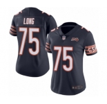 Women's Chicago Bears #75 Kyle Long Navy Blue Team Color 100th Season Limited Football Jersey