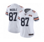 Women's Chicago Bears #87 Tom Waddle White 100th Season Limited Football Jersey