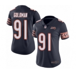 Women's Chicago Bears #91 Eddie Goldman Navy Blue Team Color 100th Season Limited Football Jersey