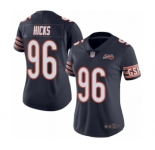 Women's Chicago Bears #96 Akiem Hicks Navy Blue Team Color 100th Season Limited Football Jersey