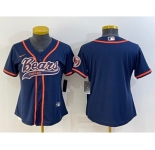 Women's Chicago Bears Blank Navy Blue With Patch Cool Base Stitched Baseball Jersey