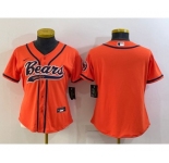 Women's Chicago Bears Blank Orange With Patch Cool Base Stitched Baseball Jersey