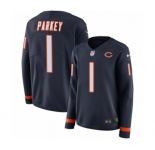 Women's Nike Chicago Bears #1 Cody Parkey Limited Navy Blue Therma Long Sleeve NFL Jersey