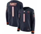 Women's Nike Chicago Bears #1 Cody Parkey Limited Navy Blue Therma Long Sleeve NFL Jersey