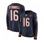 Women's Nike Chicago Bears #16 Pat O'Donnell Limited Navy Blue Therma Long Sleeve NFL Jersey