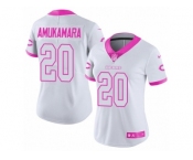 Women's Nike Chicago Bears #20 Prince Amukamara Limited White Pink Rush Fashion NFL Jersey