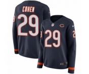 Women's Nike Chicago Bears #29 Tarik Cohen Limited Navy Blue Therma Long Sleeve NFL Jersey