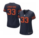 Women's Nike Chicago Bears #33 Jeremy Langford Game Navy Blue Throwback Alternate NFL Jersey