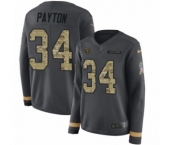 Women's Nike Chicago Bears #34 Walter Payton Limited Black Salute to Service Therma Long Sleeve NFL Jersey