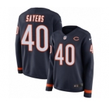 Women's Nike Chicago Bears #40 Gale Sayers Limited Navy Blue Therma Long Sleeve NFL Jersey