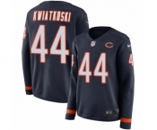 Women's Nike Chicago Bears #44 Nick Kwiatkoski Limited Navy Blue Therma Long Sleeve NFL Jersey