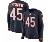 Women's Nike Chicago Bears #45 Joel Iyiegbuniwe Limited Navy Blue Therma Long Sleeve NFL Jersey