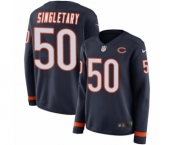 Women's Nike Chicago Bears #50 Mike Singletary Limited Navy Blue Therma Long Sleeve NFL Jersey