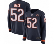 Women's Nike Chicago Bears #52 Khalil Mack Limited Navy Blue Therma Long Sleeve NFL Jersey