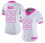 Women's Nike Chicago Bears #52 Khalil Mack Limited White Pink Rush Fashion NFL Jersey