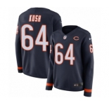Women's Nike Chicago Bears #64 Eric Kush Limited Navy Blue Therma Long Sleeve NFL Jersey