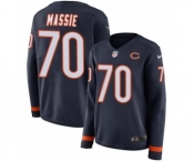 Women's Nike Chicago Bears #70 Bobby Massie Limited Navy Blue Therma Long Sleeve NFL Jersey