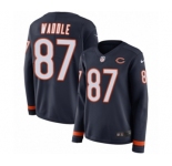 Women's Nike Chicago Bears #87 Tom Waddle Limited Navy Blue Therma Long Sleeve NFL Jersey