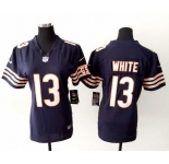nike women nfl jerseys chicago bears #13 white blue[nike]