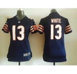 nike women nfl jerseys chicago bears #13 white blue[nike][white]