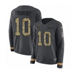 Women's Nike Chicago Bears #10 Mitchell Trubisky Limited Black Salute to Service Therma Long Sleeve NFL Jersey