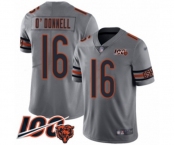 Youth Chicago Bears #16 Pat O'Donnell Limited Silver Inverted Legend 100th Season Football Jersey