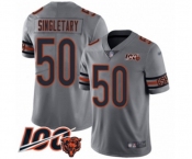 Youth Chicago Bears #50 Mike Singletary Limited Silver Inverted Legend 100th Season Football Jersey