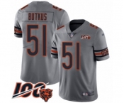 Youth Chicago Bears #51 Dick Butkus Limited Silver Inverted Legend 100th Season Football Jersey