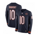 Youth Nike Chicago Bears #10 Mitchell Trubisky Limited Navy Blue Therma Long Sleeve NFL Jersey