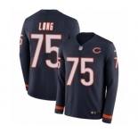 Youth Nike Chicago Bears #75 Kyle Long Limited Navy Blue Therma Long Sleeve NFL Jersey