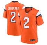 Men's Denver Broncos #2 Pat Surtain II Orange 2024 Game Stitched Jersey