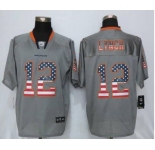 Men Nike Denver Broncos #12 Paxton Lynch USA Flag Fashion Gray Elite Jerseys