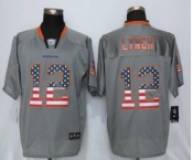 Men Nike Denver Broncos #12 Paxton Lynch USA Flag Fashion Gray Elite Jerseys