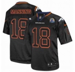 nike nfl jerseys denver broncos #18 manning black[Elite lights out 50th Patch]