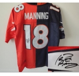 nike nfl jerseys denver broncos #18 manning orange-blue[Elite split signature]