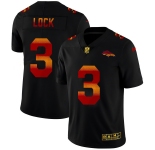 Denver Broncos #3 Drew Lock Men's Black Nike Red Orange Stripe Vapor Limited NFL Jersey