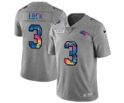 Denver Broncos #3 Drew Lock Men's Nike Multi-Color 2020 NFL Crucial Catch NFL Jersey Greyheather