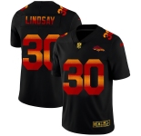 Denver Broncos #30 Phillip Lindsay Men's Black Nike Red Orange Stripe Vapor Limited NFL Jersey