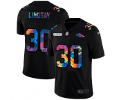 Denver Broncos #30 Phillip Lindsay Men's Nike Multi-Color Black 2020 NFL Crucial Catch Vapor Untouchable Limited Jersey