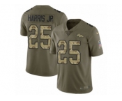 Men Nike Denver Broncos #25 Chris Harris Jr Limited Olive Camo 2017 Salute to Service NFL Jersey