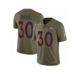 Men Nike Denver Broncos #30 Terrell Davis Limited Olive 2017 Salute to Service NFL Jersey
