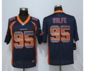 Men Nike Denver Broncos #95 Derek Wolfe Navy Blu Strobe Jersey[Limited]