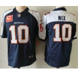 Men's Denver Broncos #10 Bo Nix Navy Blue C Patch Thanksgiving FUSE Vapor Jersey