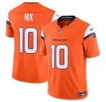 Men's Denver Broncos #10 Bo Nix Orange 2024 F.U.S.E. Vapor Limited Football Stitched Jersey